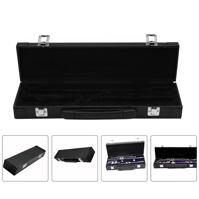Minkissy 1Set Instrument Carry Case Flute Storage Box Dustproof Waterproof Black 15.4X3.7X2.4in