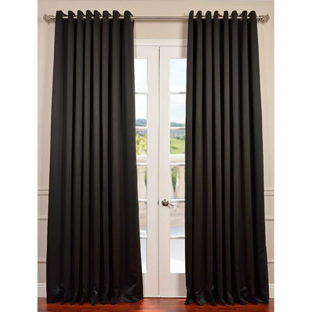 Exclusive Fabrics & Furnishing Boch-190303-84-Grdw Jet Black Grommet Doublewide Blackout Curtain Panel