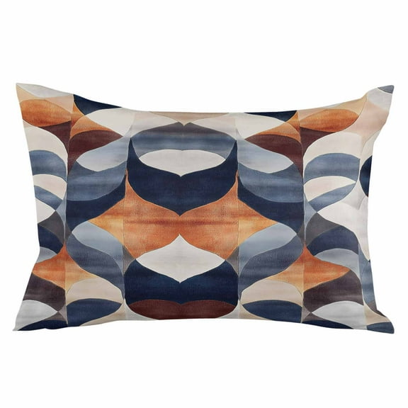 Navy Blue Burnt Orange Throw Pillow Cover 16 x 24 Inch Decorative Pillow Cover Retro Geometric Abstract Lumbar Pillowcase Seasonal Rectangle Cushion Case for Couch Sofa Bed Living Room
