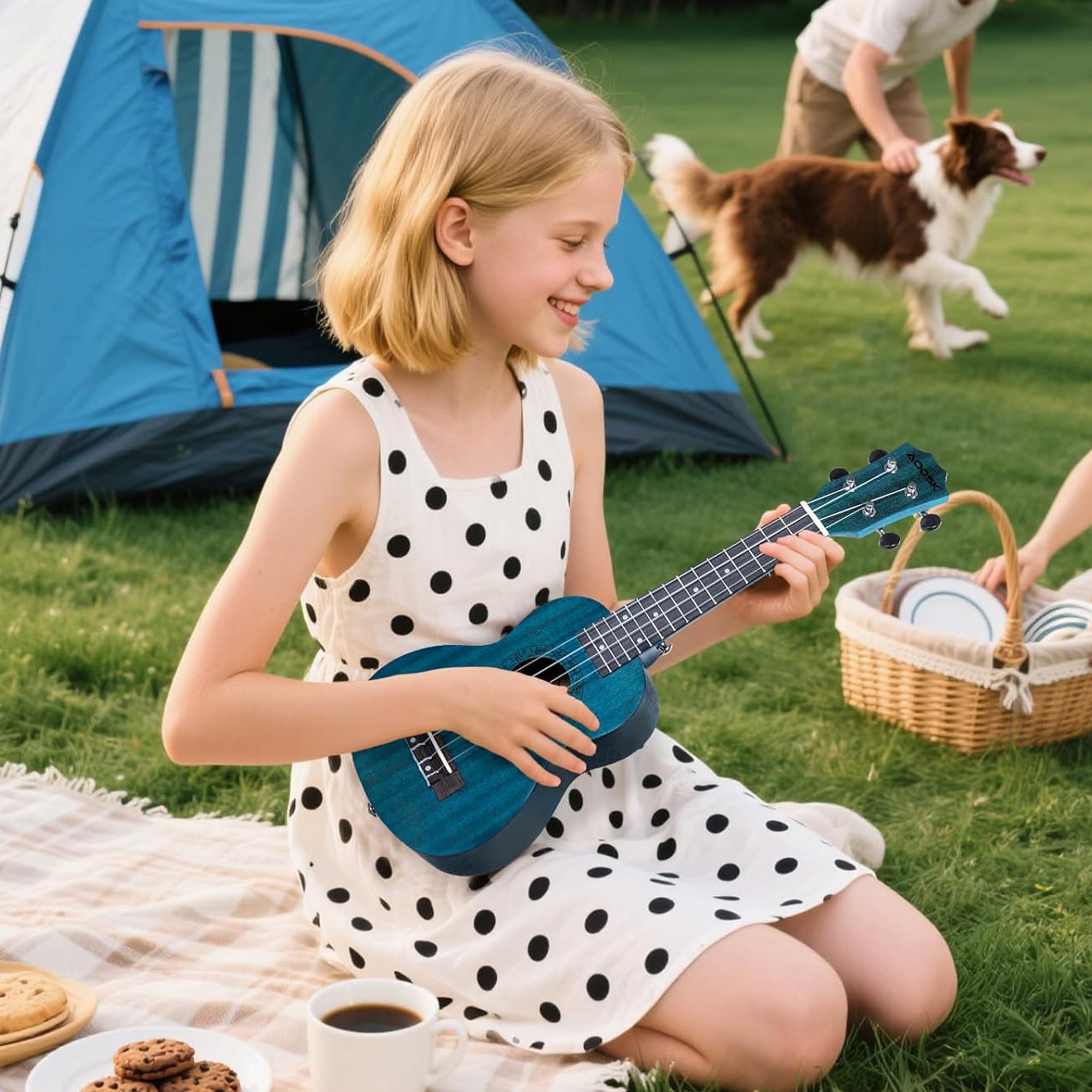 AODSK 23" Concert Ukulele Kit with Gig Bag, Strap, Extra Strings, Picks, Online Lesson, Ukelele Adult Beginner Series AUC-P06