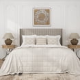 thumbnail image 2 of Frostbloom Full Size Linen Fabric Platform Bed Frame with Vertical Channel Tufted Wingback Headboard, Beige, 2 of 7