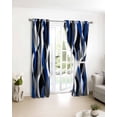 thumbnail image 3 of Blue Black Stripes Blackout Curtains for Bedroom/Living Room, Thermal Insulated Kitchen Curtains, Modern Abstract Ombre Grey White Lines Grommet Darkening Window Treatment Drapes 52"x63"x2, 3 of 8