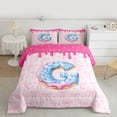 thumbnail image 2 of Feelyou Cartoon Monogrammed G Twin Comforter Sets, Bowknot Love Heart Bedding Set, 2pcs, 2 of 8