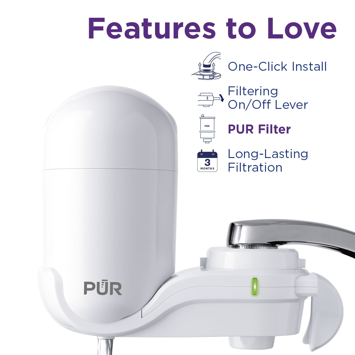PUR Faucet Mount Water Filtration System, Vertical, White, FM3333B