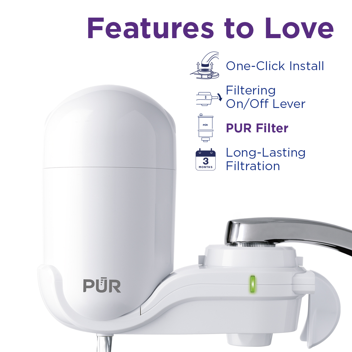 PUR Faucet Mount Water Filtration System, Vertical, White, FM3333B - image 4 of 10