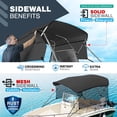 thumbnail image 2 of KNOX Universal 4 Bow Bimini Tops for Boats with Mesh Sidewalls, 600D Marine Canvas, Sun Shade Boat Canopy Kit, Bimini Top Hardware, Frame, Support Poles, Storage Boot, 61-66"W, Charcoal Gray, 2 of 7