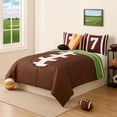thumbnail image 7 of 5 Piece Twin Comforter Set with Football Field Print, Brown and Green, 7 of 7