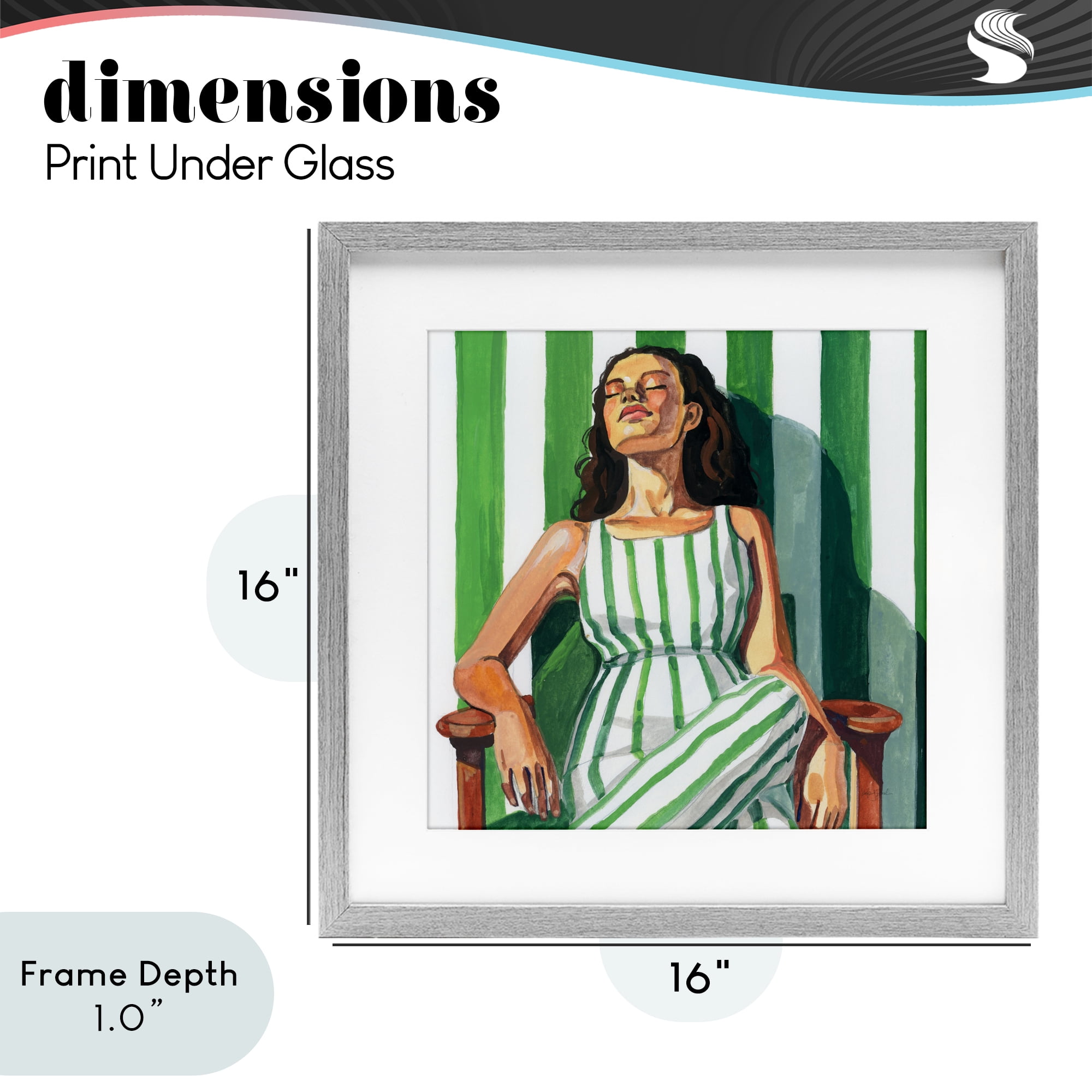 Stupell Industries Relaxing In A Striped Dress Gray Framed Print Under Glass, design by Kate Jarvik Birch
