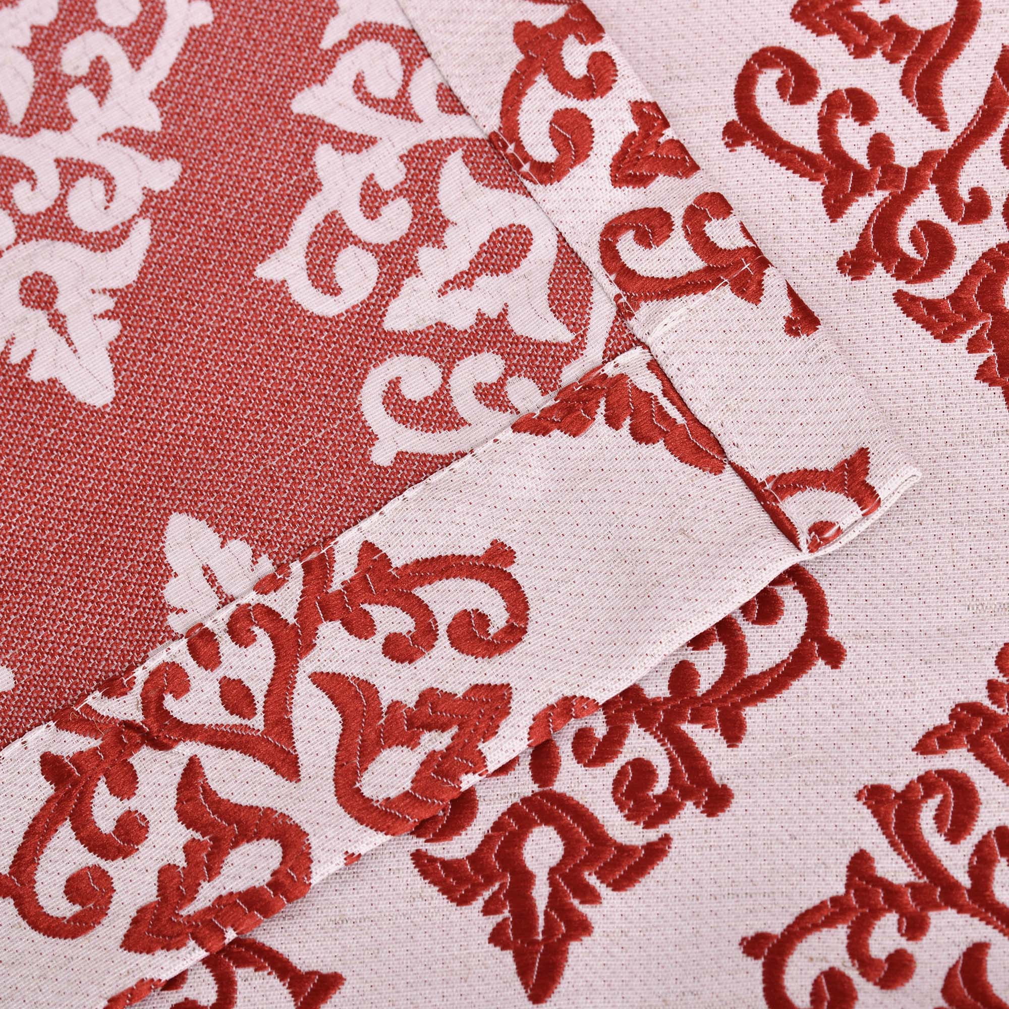 Superior Venetian Damask Jacquard Grommet Curtain Panel, Set of 2, 52" x 84", Ruby