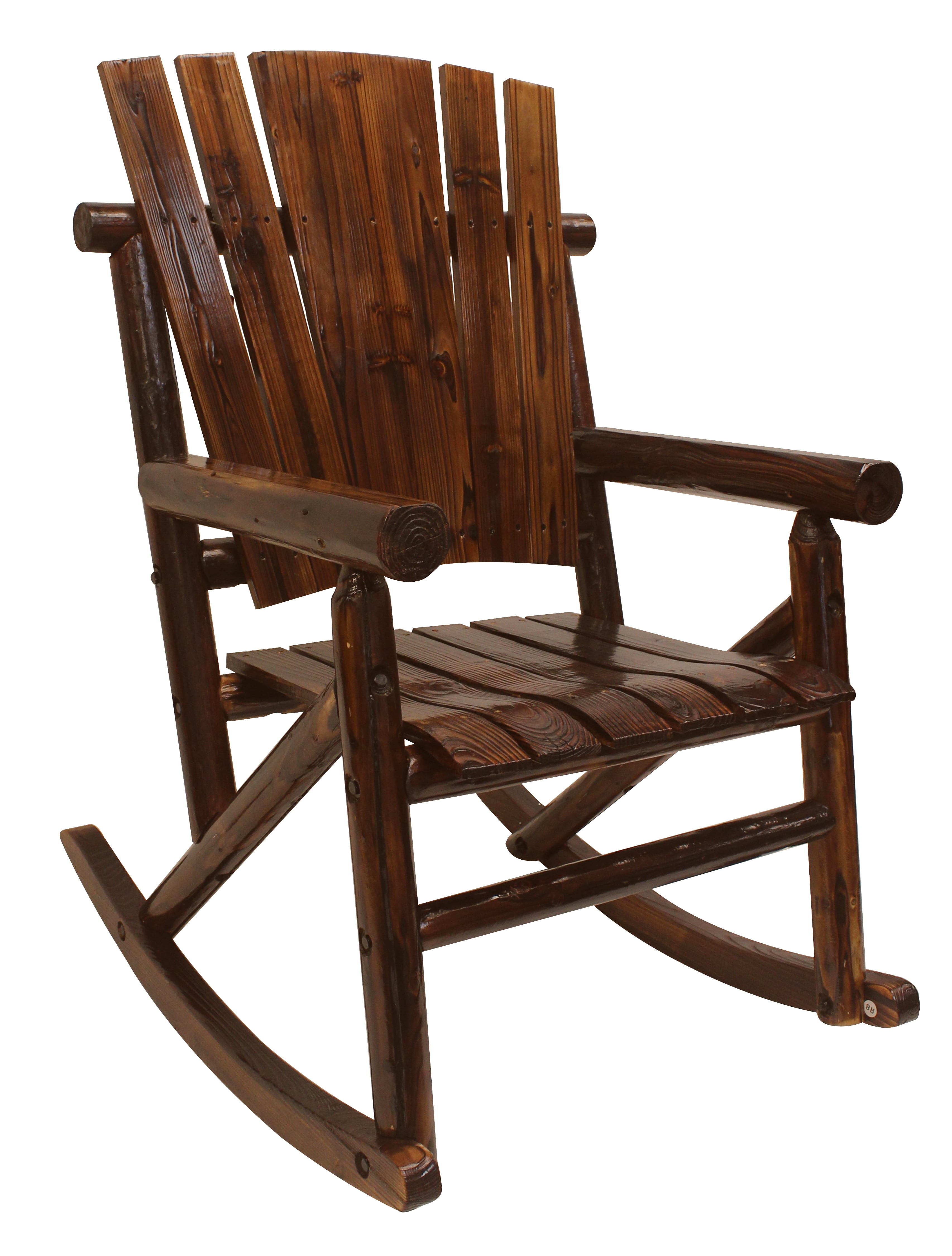 Leigh Country Char-Log Series TX 93859 Adult Wood Outdoor Rocking Chair, Brown