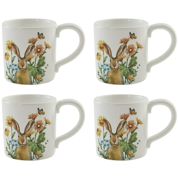 Park Designs Garden Bunnies Floral Mug Set of 4