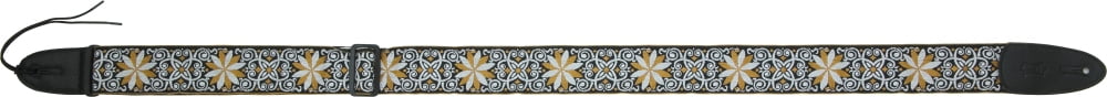 60s Hootenanny Jacquard Weave Guitar Strap - Floral Yellow