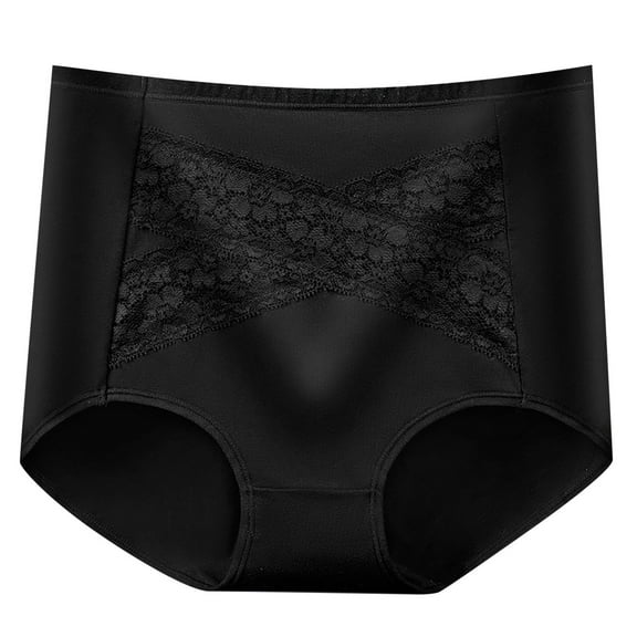 Lace Underwear Women Underwear Cotton Panties High Waist Briefs Lace Underwear Ladies Tummy Underpants Comfy Soft Panty Brief Cotton Underwear Briefs Womens Lace Briefs Black XXL