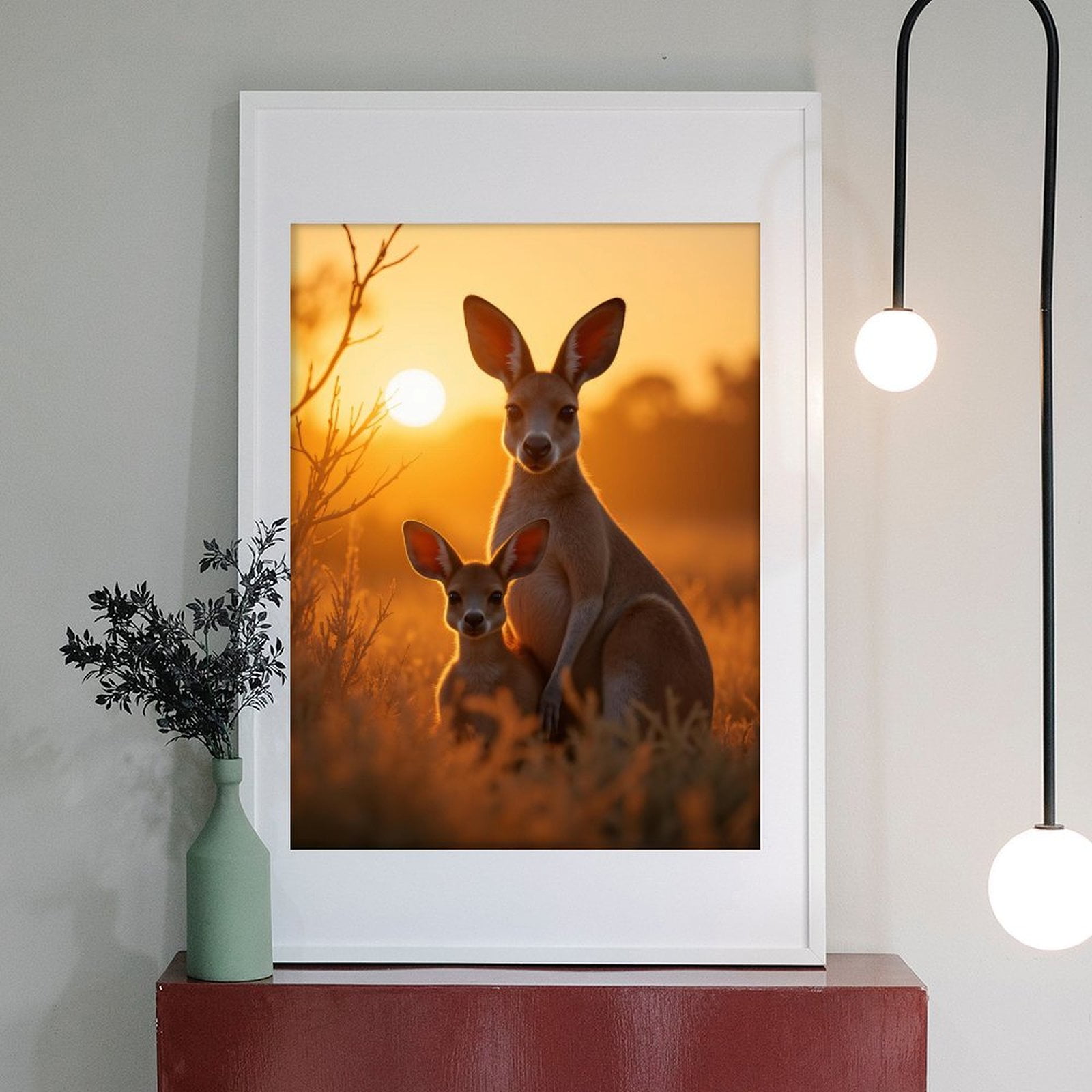 Diamond Art Kit for Adults, Kangaroo Duo Sunrise Scene Diamond Painting for Adults Beginners, 5D DIY Diamond Art Painting Kits, Colorful Diamond Painting Craft for Home Decor 12x16