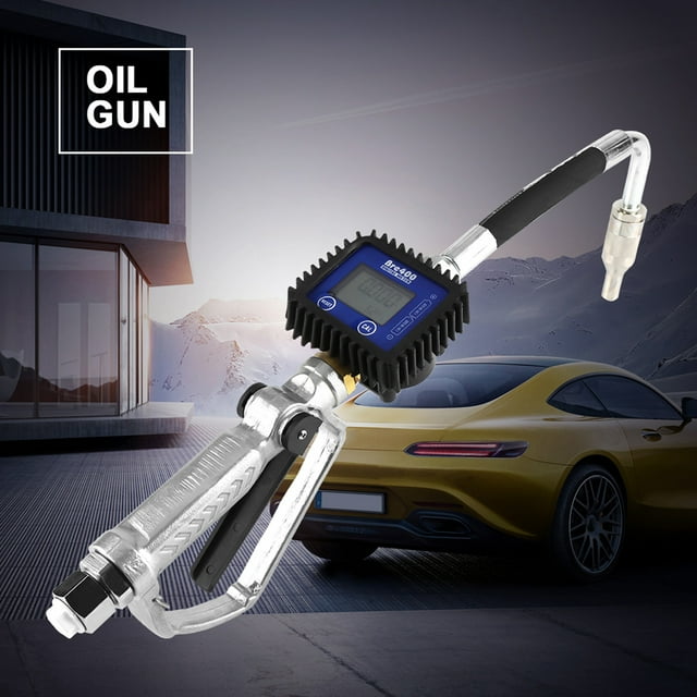 Digital FuelNozzle, Digital Lubricant NozzlewithMeter, 3/4BSP Inlet, 1/2BSP Outlet, LCD Display, for Gear Oil, Engine Oil, Antifreeze