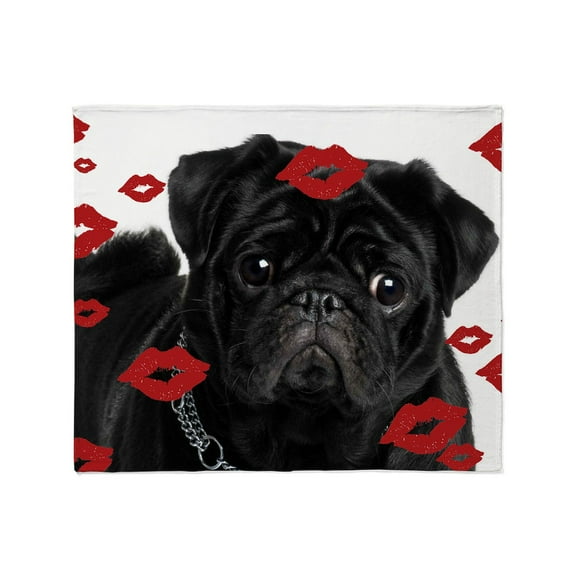 CafePress - Pugs And Kisses 5X7 Throw Blanket - Soft Fleece Throw Blanket, 50"x60" for All Ages