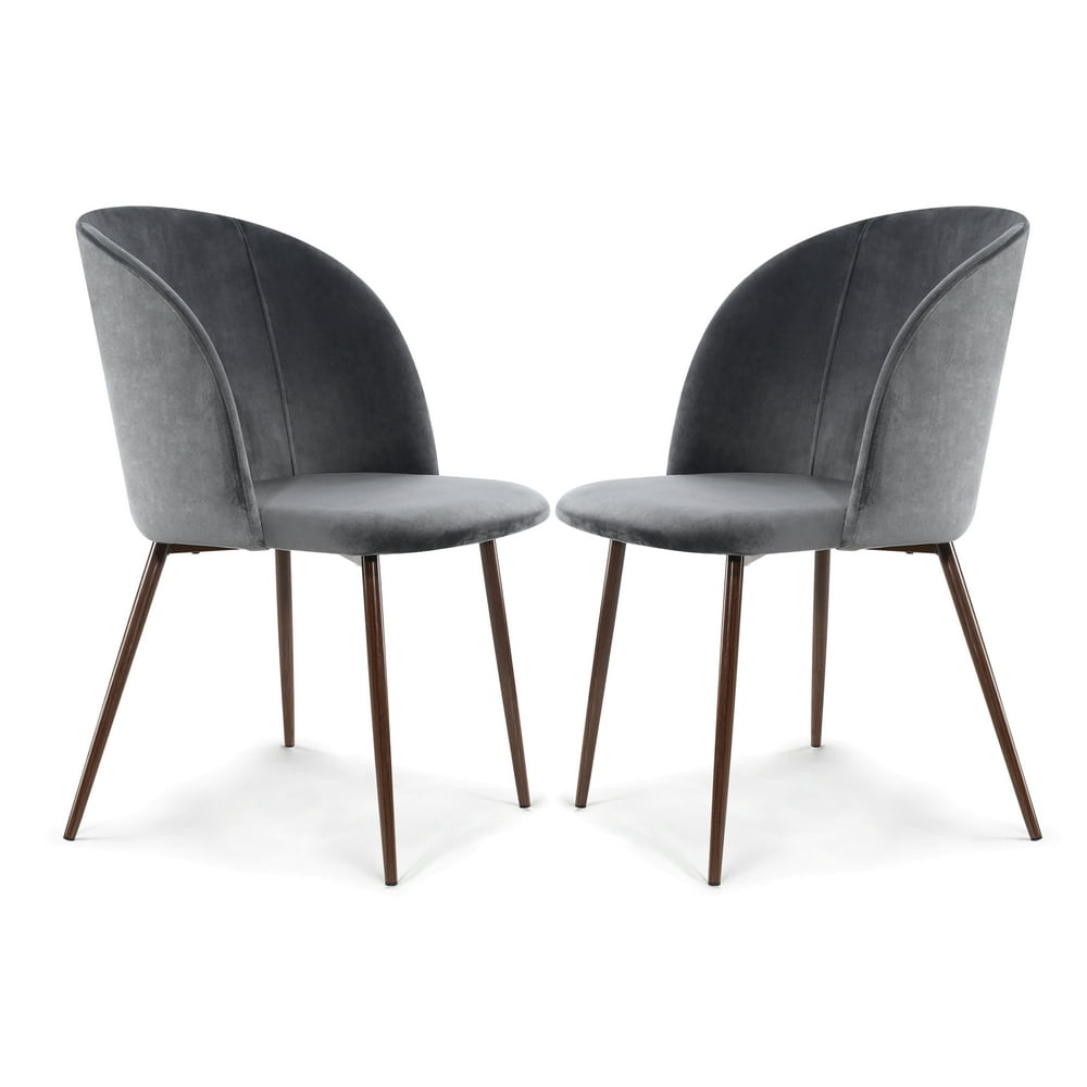 Edgemod Kantwell Velvet Dining Chair in Cool Charcoal (Set of 2