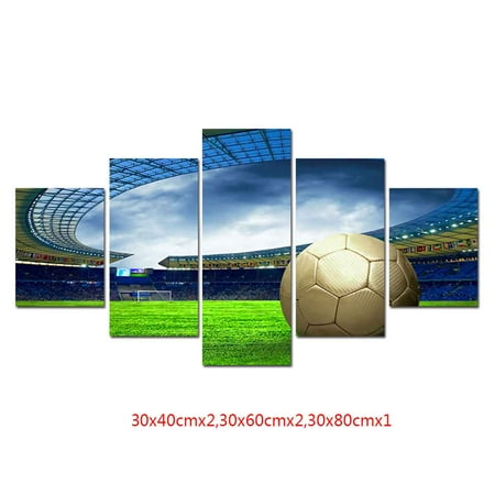 Fashionhome 5 Panels Hd Gold Soccer Art Oil Painting Football Field Oil Poster Picture Drawing For Home Wall Decor Walmart Canada