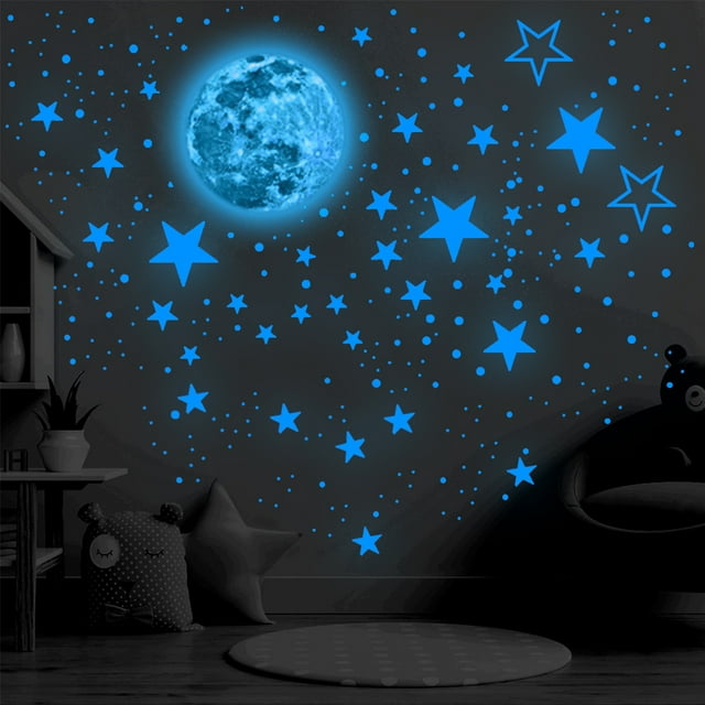 Yous Auto 435Pcs Glow in The Dark Stars Wall Stickers Glowing Stars for