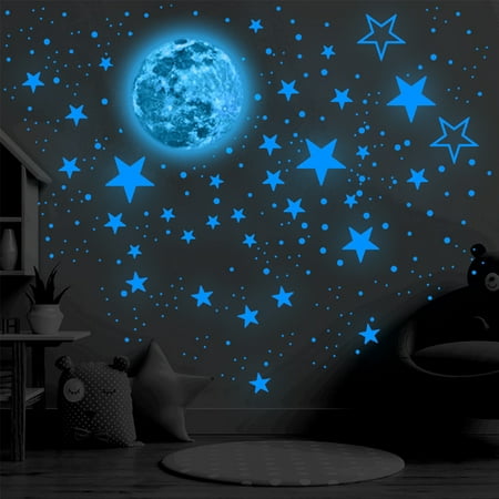 

Eummy 435Pcs Glow in The Dark Stars Wall Stickers Glowing Stars for Ceiling Luminous Stars and Moon Wall Decals Fluorescent Star Ceiling Stickers for Living Room Nursery Kids Bedroom Decor