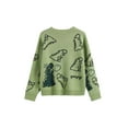 thumbnail image 2 of Faithtur Adults Knitwear, Cartoon Dinosaur Print Round Neck Long Sleeve Tops, 2 of 5