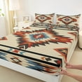 thumbnail image 3 of Manfei Hippie Aztec Teens Twin Sheet Sets, Western Bohemian Abstract Twin Fitted Sheet, Tribal Hippie Style Flat Sheet, Super Cozy Room Decor, 3 Pieces, 3 of 7