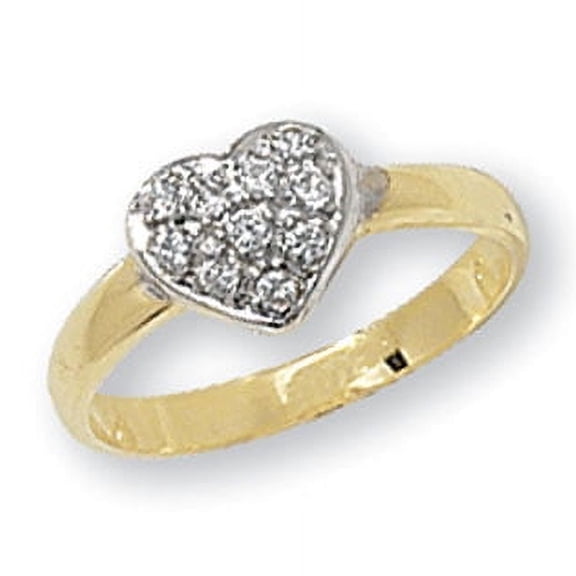 Beautiful 9k Gold Women Heart Ring with Cultured Cubic Zirconia/CZ