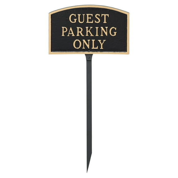 5.5" x 9" Small Arch Guest Parking Only Statement Plaque Sign with Lawn Stake - Black/Gold