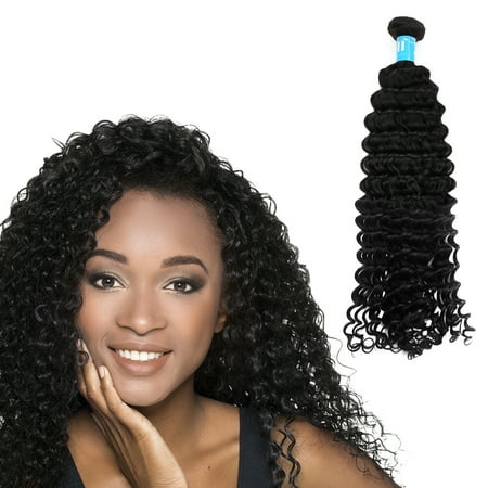 9a Brazilian Deep Curly Virgin Human Hair Extension Natural Black