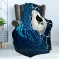 thumbnail image 4 of Soccer Soft Flannel Fleece Blanket, Goal Football Flying into Net Abstract Dots Pattern Background European Sport, Cozy Plush for Indoor and Outdoor Use, 70" x 90", Blue Black White, by Ambesonne, 4 of 5