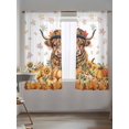 thumbnail image 5 of Fall Highland Cow Sheer Curtains 63 inches Long, Watercolor Pumpkin Flower Thanksgiving Light Filtering Sheer Window Curtains Rod Pocket Voile Drapes for Bedroom Living Room, 52"W x 63"L 2 Panels, 5 of 7