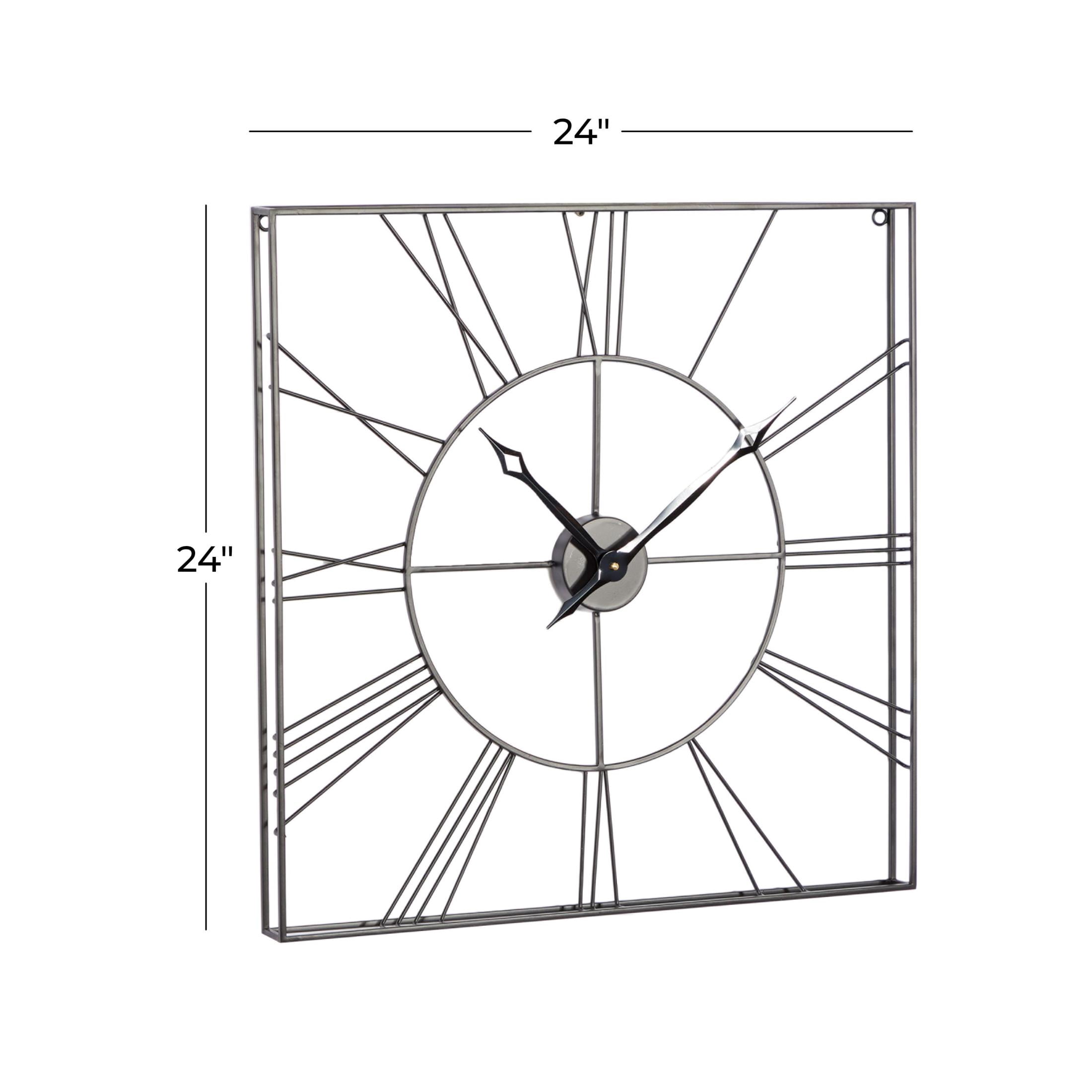 Cosmoliving by Cosmopolitan Industrial Metal Wall Clock, 24"L x 24"H, Black