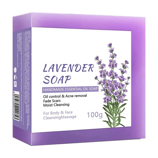 Clearance Limpiador facial limpio y transparente Jabón de lavanda 100g Jabón limpiador para el cuidado del cuerpo Jabón para eliminar el acné