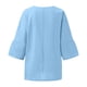 thumbnail image 5 of Blusas para mujer,Blusa plisada de manga 3/4 para mujer, cuello redondo, efecto lino, corte holgado, poliéster, ropa informal, sopatenor, 5 of 8
