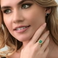 thumbnail image 3 of Gem Stone King 5.62 Cttw Emerald Cut Green Malachite 18K Yellow Gold Plated Silver Ring for Women | Gemstone Birthstone | 10X8MM Emerald Cut (Size 5), 3 of 4