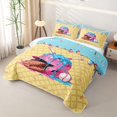 thumbnail image 3 of Castle Fairy Baseball Helmet Quilt King,Waffle Ice Cream Drip King Coverlet Set,Pink Blue Yellow, 3 of 7