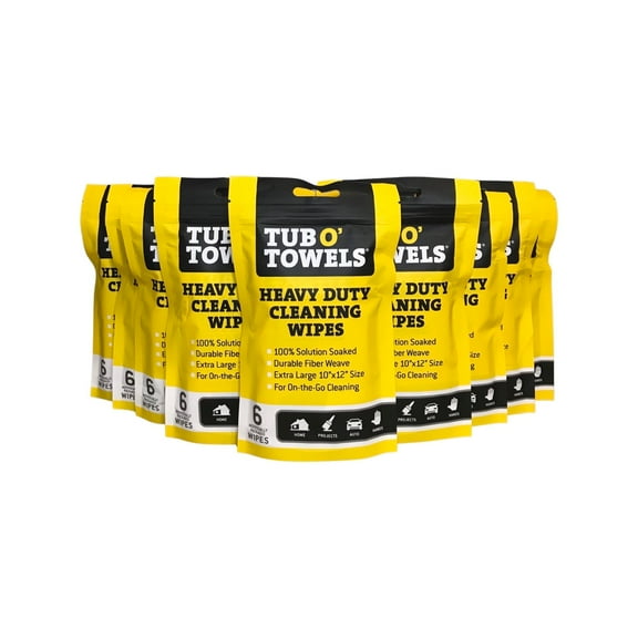 Tub O' Towels TW01-6 - 9 Pack Heavy Duty Multi-Surface Cleaning Wipes - Resealable