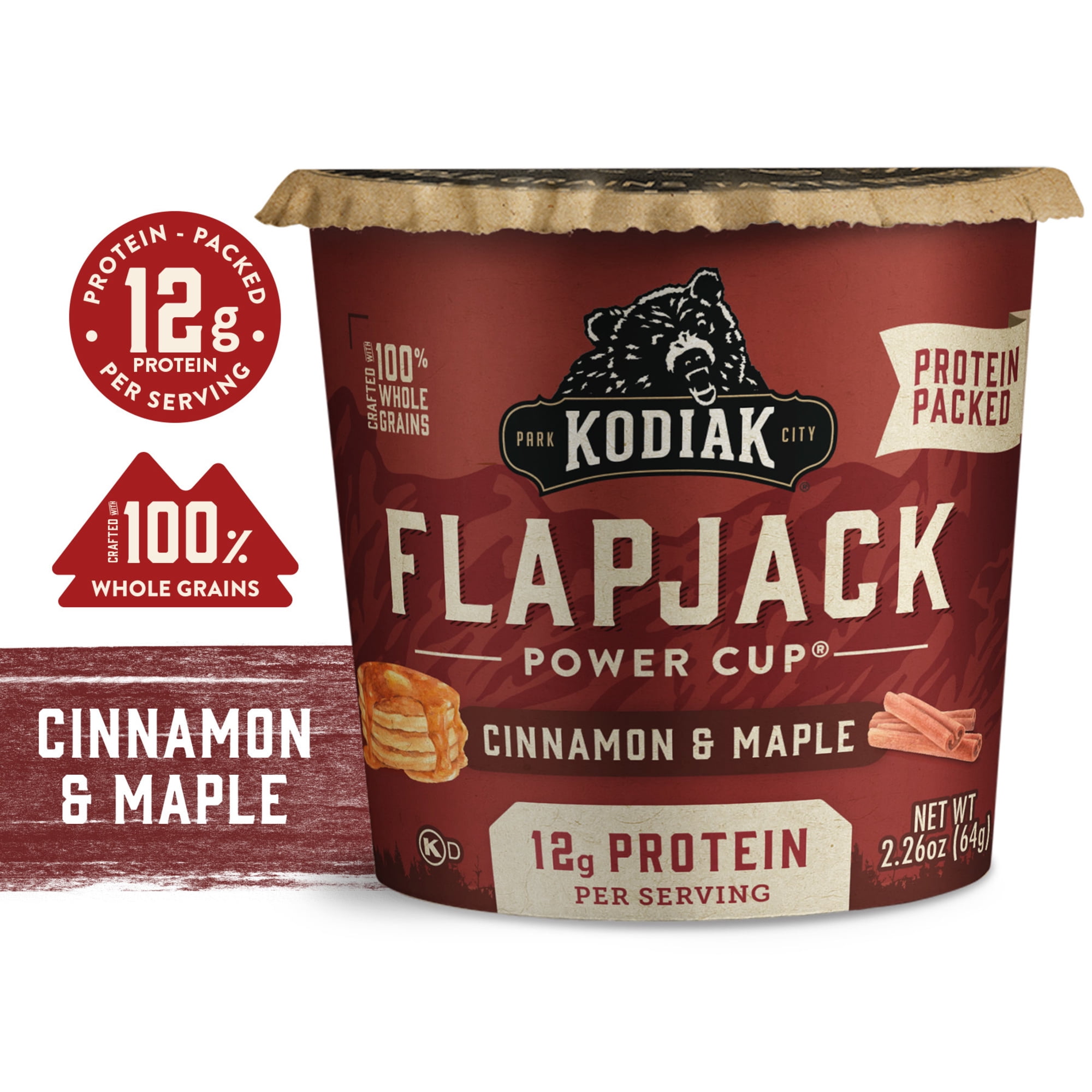 (3 pack) Kodiak Protein-Packed Cinnamon and Maple Flapjack Power Cup, 2.26 oz