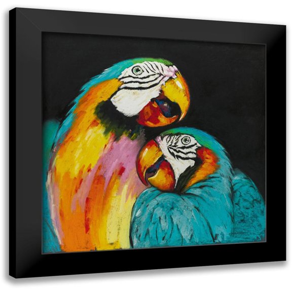 Orme, E. Anthony 12x12 Black Modern Framed Museum Art Print Titled - Playful Parrot