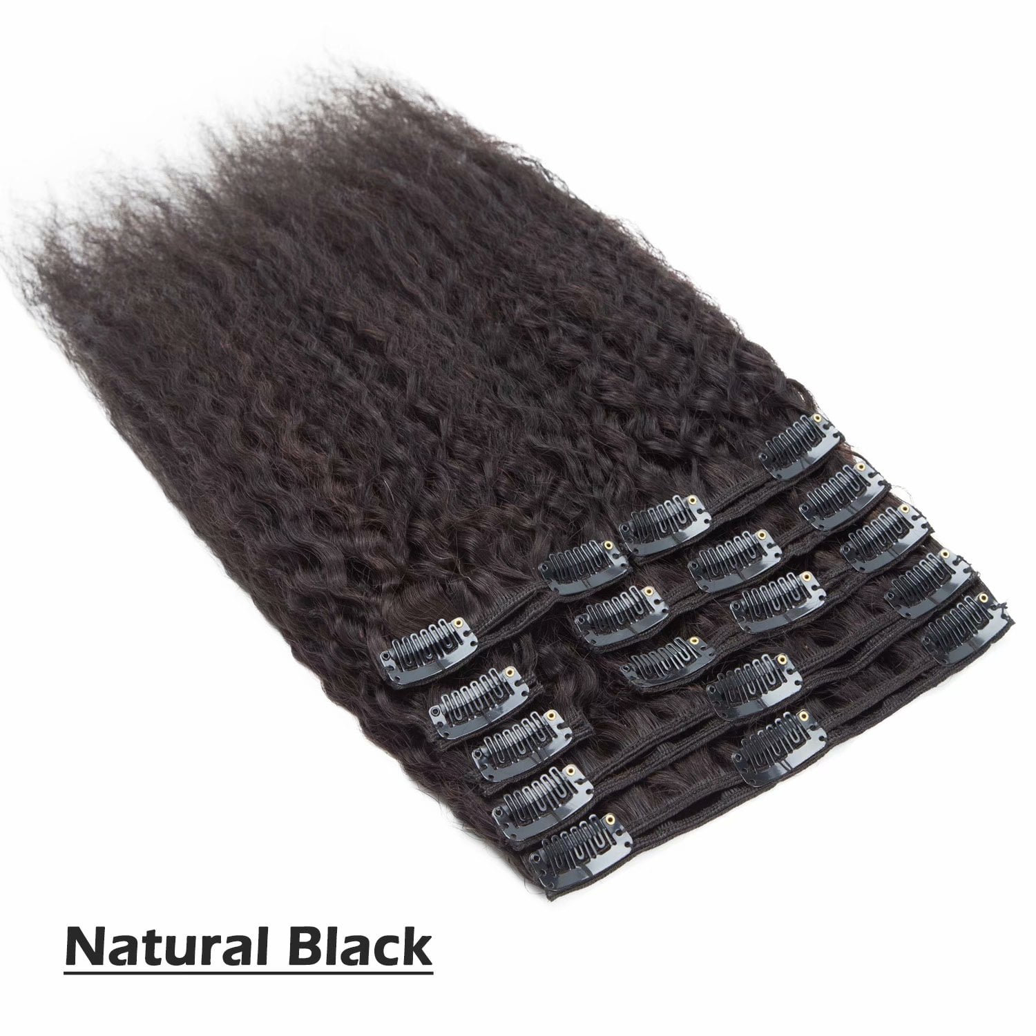Benehair Clip In Human Hair Extensions Afro kinky Straight Double Weft Black Brazilian Virgin Remy Hair Thick Full Head
