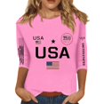 thumbnail image 2 of Domuza Fourth Of July Shirt for Women Usa Flag Graphics 3/4sleeve Tops Casual Loose Crew Neck T Shirts 2026 New Fashion Clothes Pink M, 2 of 5