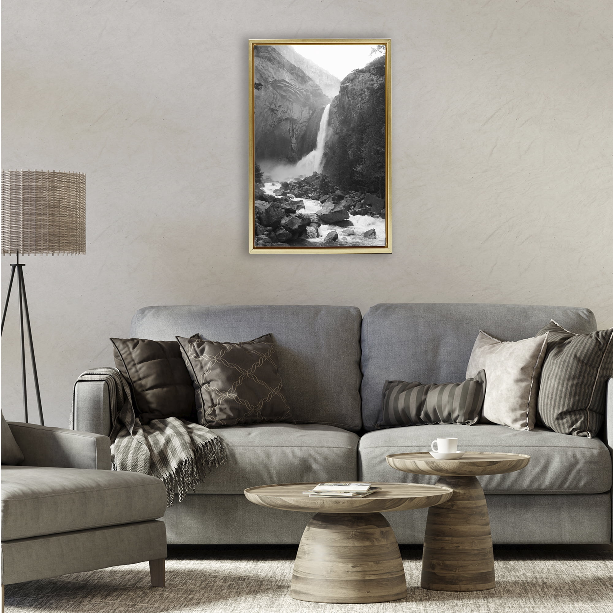 Stupell Industries Rocky Yosemite Falls Gold Framed Floater Canvas Wall Art, design by Kim Curinga