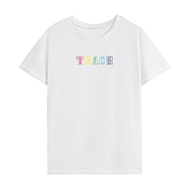 Camiseta para mujer de verano con cuello redondo para ir al trabajo, regalo del día de San Valentín M