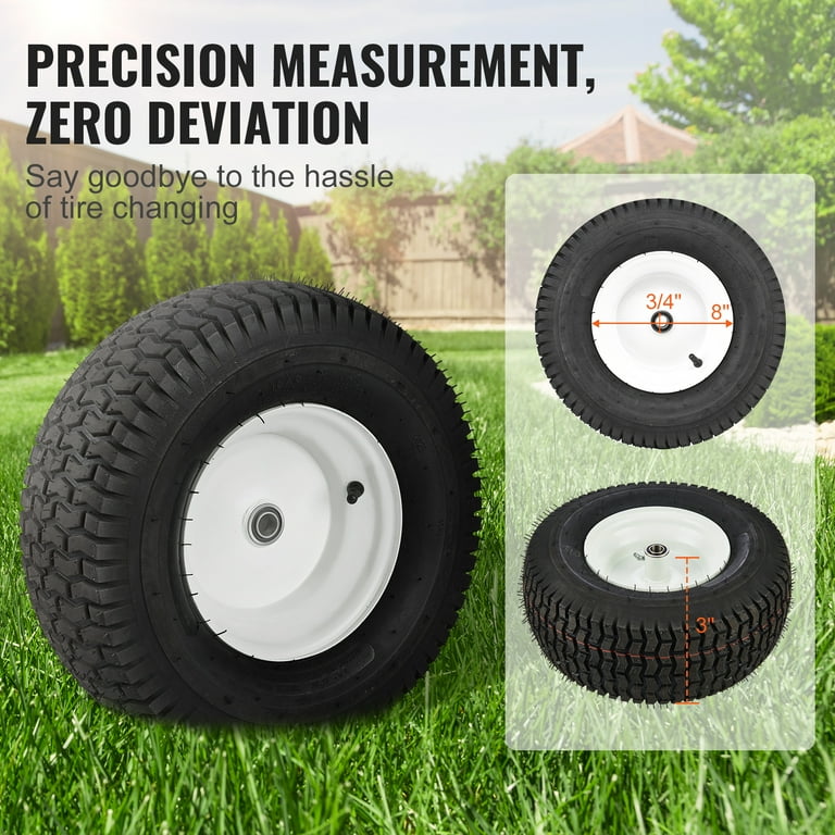 SKYSHALO Riding Mower Wheels 16x6.5 8 Non Inflatable Tractor Wheels Set of 2 Turf Friendly Pneumatic Wheel Assemblies 3 4 Bushing Includes 16