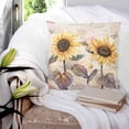 thumbnail image 3 of Sunflower Vintage 24x24 Pillow Covers Set of 2, Farmhouse Botanical Floral Butterfly Throw Pillow Covers Decorative Couch Cushion Case, Microfiber Square Pillowcases for Bedroom Car Living Room, 3 of 7