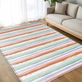 thumbnail image 4 of 5x7 Area Rugs, Abstract Orange, Non-Skid Rubber Backing Large Rectangle Rugs - Living Room Bedroom Home Office, Geometric Striped Ombre Green Indoor Floor Mat Carpets Washable Rug, 4 of 9