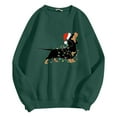 thumbnail image 4 of Tiweut Women's Leisure Hoodies Christmas Santa Sausage Dog Print Fashion Loose Fit Pullover Long Sleeve Round Neck Regular Tops Green,S, 4 of 7