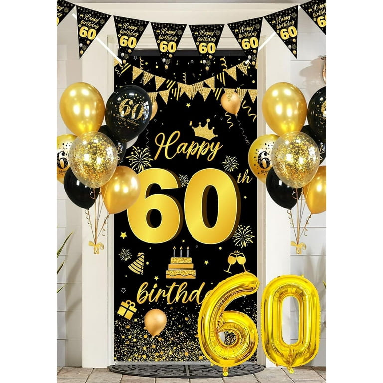 Funny 60th Birthday Banner - Gold Glitter "Holy You're 60" Party Sign Decor For Women Or Men