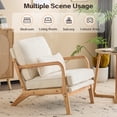thumbnail image 3 of Capri Modern Reading Chair, Solid Wood Accent Arm Chair, Upholstered Sofa Side Chair with Lumbar Pillow, Armchair for Living Room Bedroom Guest Room, Beige/A, 3 of 9