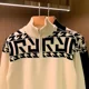 thumbnail image 4 of Suéter de punto con cremallera para hombre, jersey estético para hombre, cuello con cremallera gráfica, primavera y otoño, informal, corte holgado, clásico XV, 4 of 4